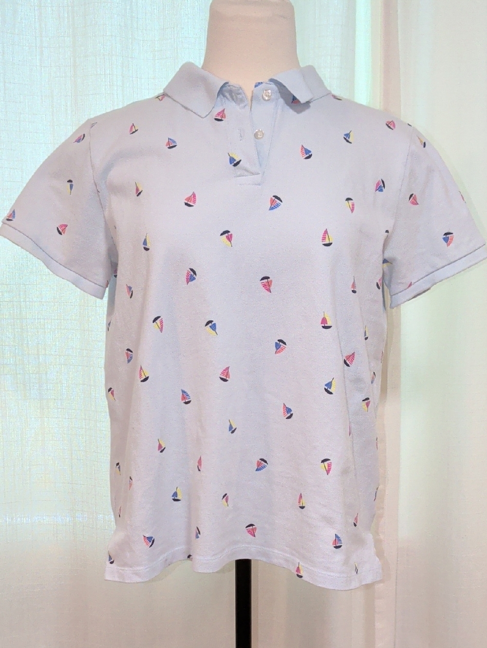 Lands' End Light Blue Sailboat Polo T-shirt